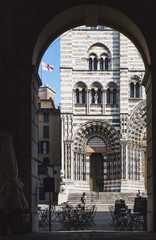 An ancient church in the largest medieval town in Europe Genova in Italy