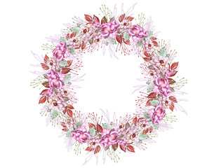 Frame of roses. Isolated on white background.