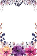 Card Template with Watercolor Autumn Flowers