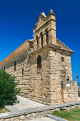 Fototapeta na wymiar Belfry of the historic Orthodox church of St. Nicholas in the capital of Zakynthos island in Greece..