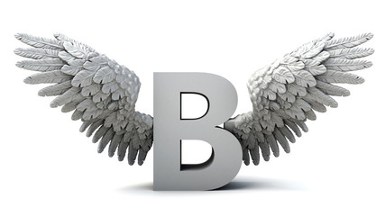 3D illustration of letter B with wings