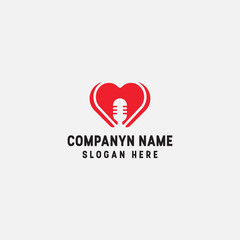 love microphone logo vector template