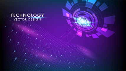 Abstract technology background Hi-tech communication concept, technology, digital business, innovation, science fiction scene vector illustration with copy-space.
