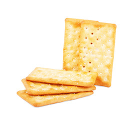 Salty cracker on a white background