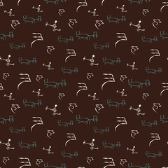 Seamless pattern with cave drawings.