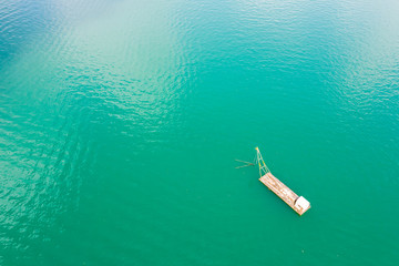 fishing boat on the water in Sun Moon Lake