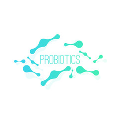 Vector illustration of probiotic bacteria. Good microorganisms that help digestion.