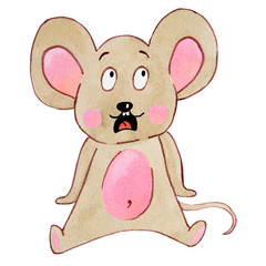 Obraz na płótnie Canvas watercolor drawing cute, beige mice with emotions