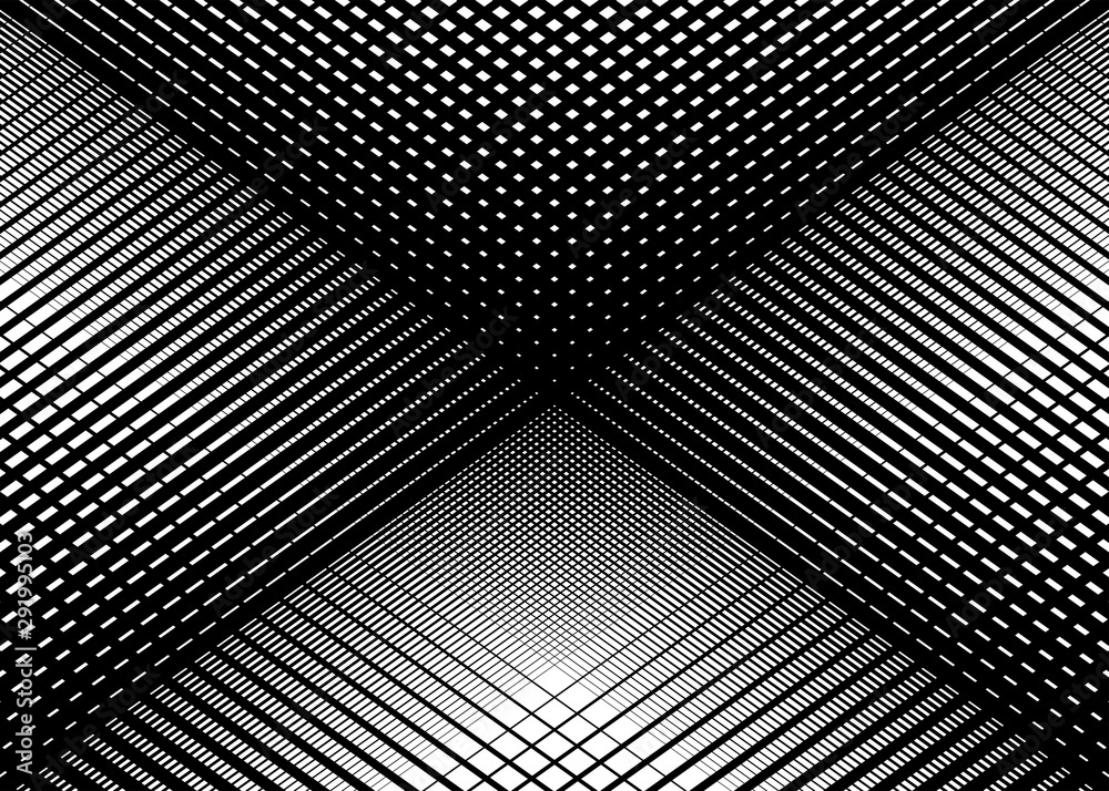 Aufkleber Matrix, grid, mesh pattern of intersecting irregular, dynamic lines. Trellis, lattice, grating illustration