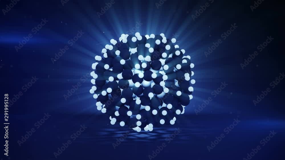 Wall mural bunch of shiny blue spheres. abstract sci-fi technology concept. seamless loop 3d render animation 4