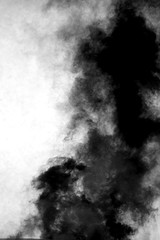 black cloud of smoke after the explosion of the fire