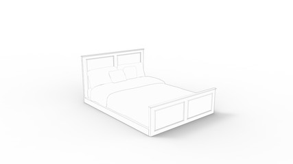 3d rendering of a bed isolated in white studio background