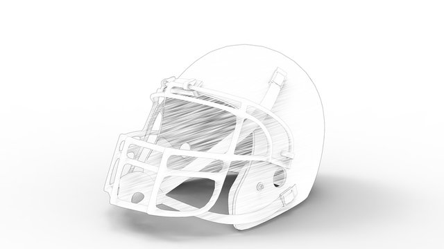 3d rendering of an american football helmet isolated in white studio background