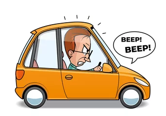 Fotobehang Boos rijden in de auto © carbouval