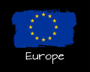 Hand draw Europe flag on ink. Vector