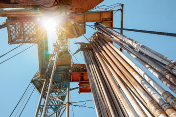 Drilling rig in oil field for drilled into subsurface in order to produced crude, inside view....