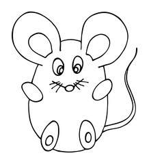 Hand drawn of Cute little mouse cartoon doodle, isolated on white