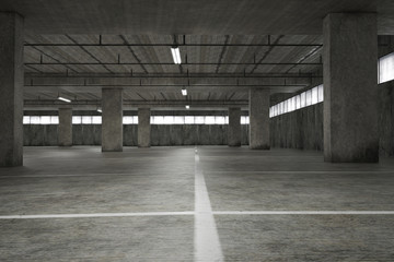 Empty underground parking. 3d render