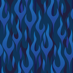 Blue Flames Seamless Repeating Pattern Vector Illustration
