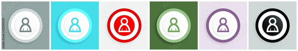 Poster Person icon set, colorful flat design vector illustrations in 6 options for web design and mobile applications