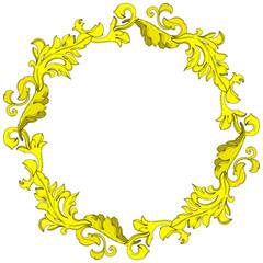 Vector Golden monogram floral ornament. Black and white engraved ink art. Frame border ornament square.