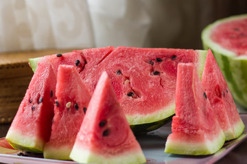 Fresh slices of watermelon on a plate