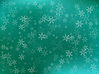 Falling snow with flakes on neo mint backdrop for season special offers and sales. Stylish new year background for holiday banners, cards. Editable colorful vector illustration.