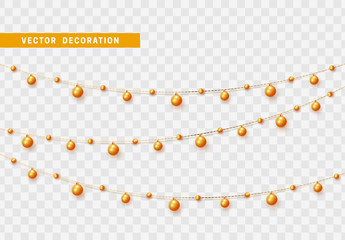 Christmas decorations isolated on transparent background.