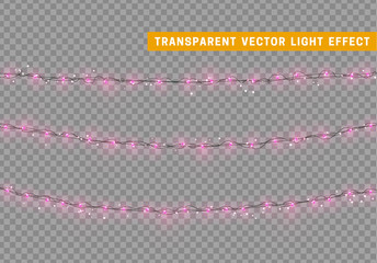 Christmas lights isolated realistic design elements.
