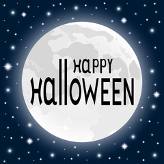 Happy Halloween on a moonlight background in a dark twilight
