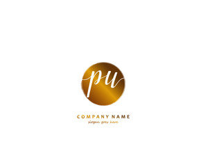 PU Initial handwriting logo vector