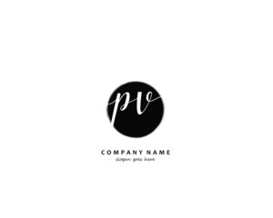 PV Initial handwriting logo vector