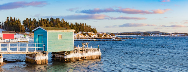 Newfoundland fishing stages at Twillingate NL Canada