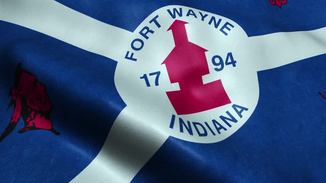 Flag of Fort Wayne USA City Seamless Looping Waving Animation