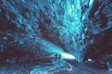 Inside glacier ice cave in Iceland