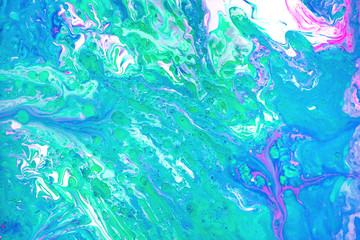 Acrylic paint . Abstract art background, fluid acrylic painting on canvas. Backdrop blue color for your design .