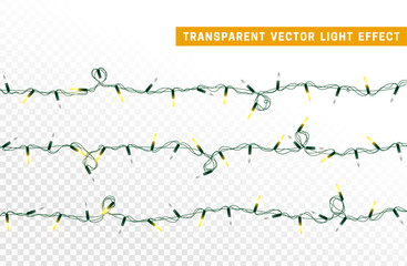 Christmas lights, Xmas decorations glowing white and golden garlands.