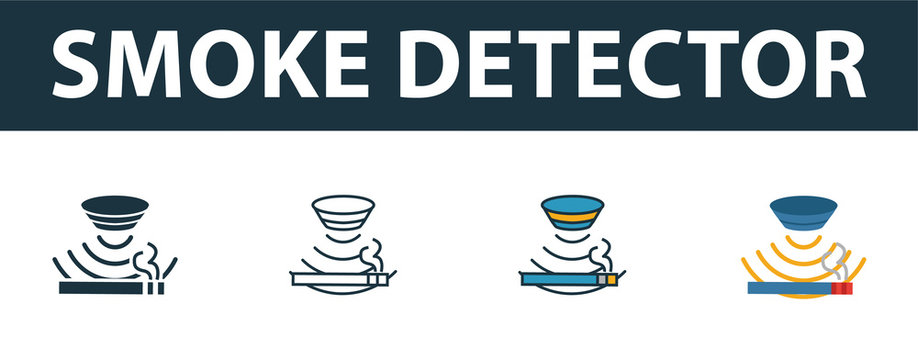 Smoke Detector icon set. Premium symbol in different styles from sensors icons collection. Creative smoke detector icon filled, outline, colored and flat symbols
