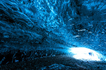 Inside glacier ice cave in Iceland