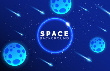 Obraz na płótnie Canvas Space galaxy background with stars and planets. Background template for web design, landing page, poster illustration