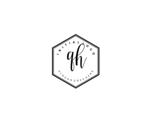 QH Initial handwriting logo vector