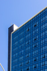 Vertical frame of high-rise glazing facade office building structure