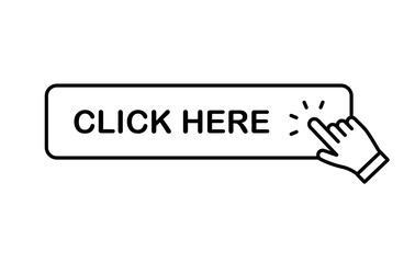 Fototapeta premium Click here button with hand clicking icon.