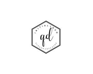 QD Initial handwriting logo vector