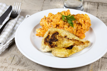 escalope de poulet et purée