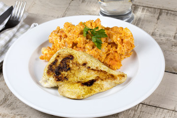 escalope de poulet et purée
