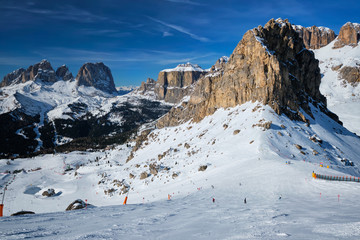 Ski resort in Dolomites, Italy - obrazy, fototapety, plakaty