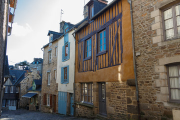 Fototapeta na wymiar Half-timbered houses an old street of Dinan