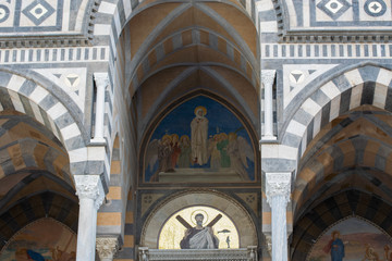 Fototapeta na wymiar Amalfi Cathedral, Piazza del Duomo, Apostle Saint Andrew, Italy