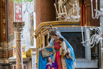 Statue of Virgin Mary from inside the Amalfi Cathedral, Piazza del Duomo, Italy